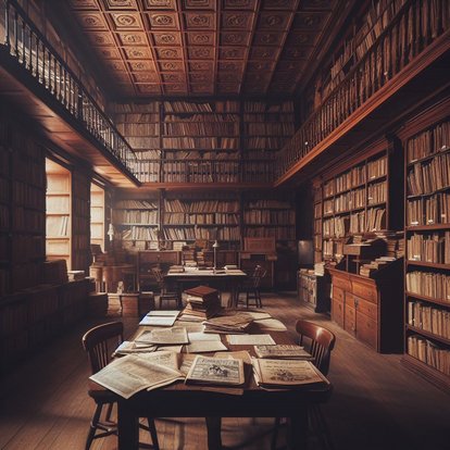Illustration of an old library