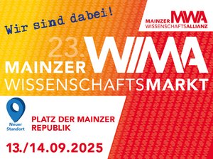 Flyer with Logo Mainzer Wissenschaftsallianz, stating "Wir sind dabei". Translated to english: we are in. 
